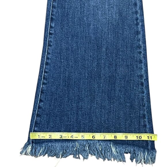 Risen Women Jeans RAW EDGE WAIST W FRAYED HEM FLARE Blue Distressed 32/15 NWT - Picture 10 of 16